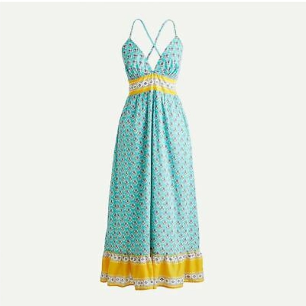 J Crew V-neck criss-cross dress in block print
